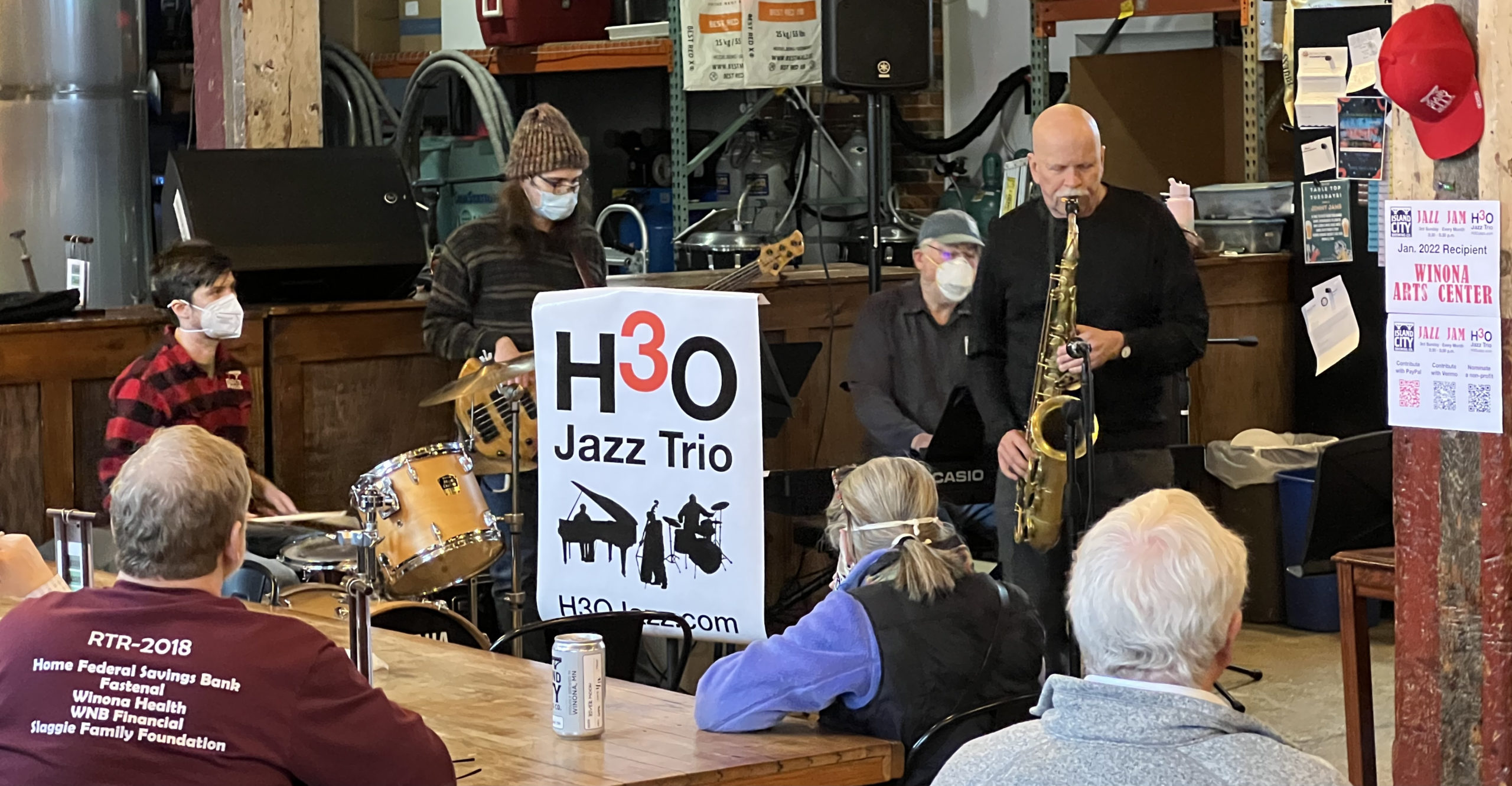 Dr. John Paulson jams with H3O Jazz Trio at the January Jazz Jam.