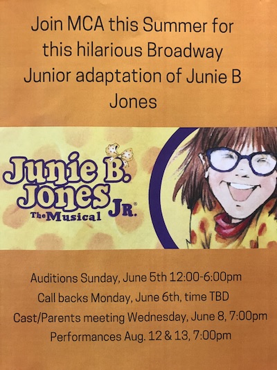 Image with dates for Junie B Jones musical.