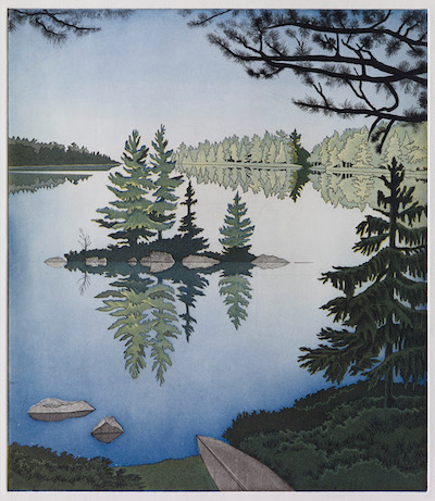 Intaglio print image, Boundary Waters, by Clara Ueland