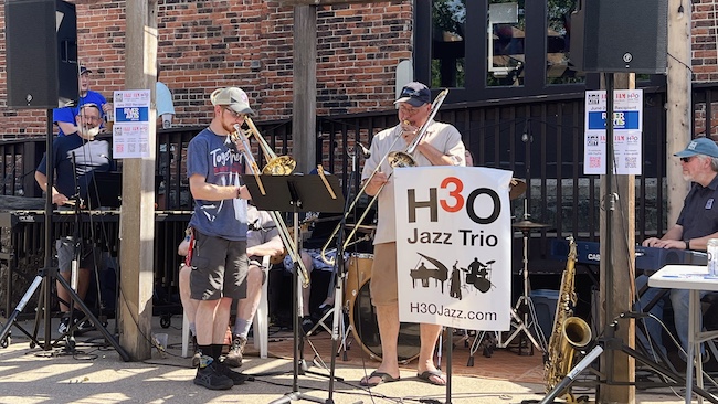 Photo of trombone players at Jazz Jam.