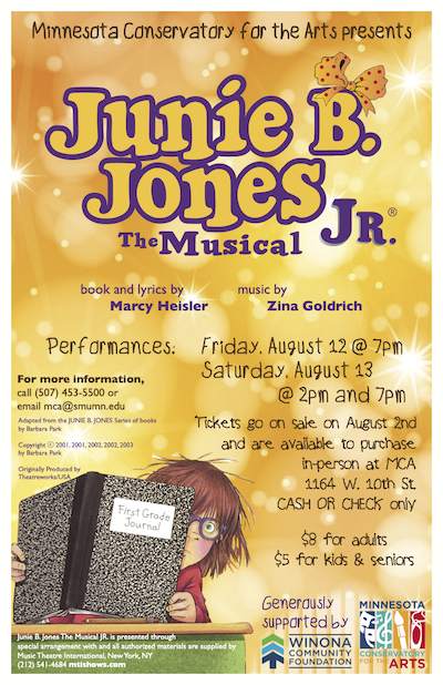 Poster for Junie B. Jones the Musical JR at MCA.