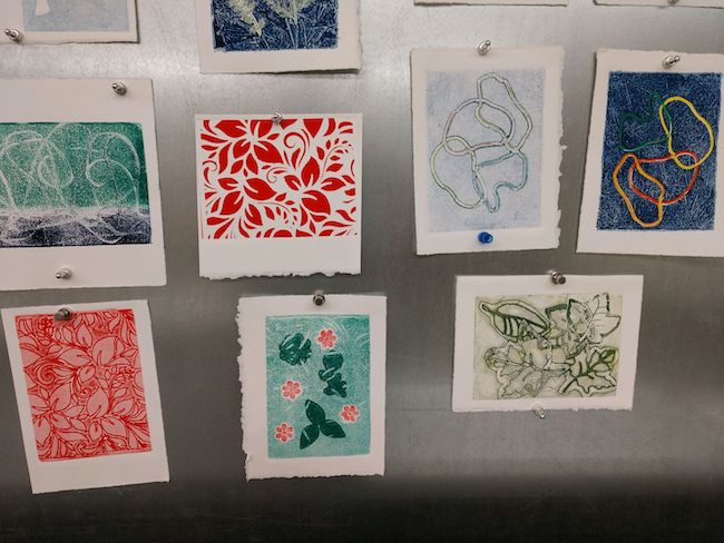 Photo of various monoprints.