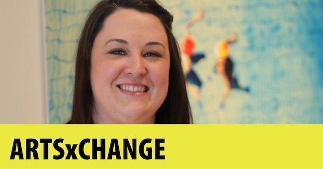 artsXchange graphic with photo of Carrie Frederich.