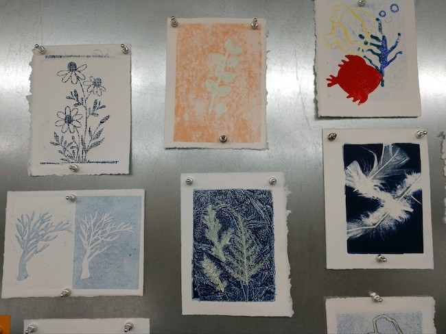 Photo of examples of prints made at the Winona Arts Center.