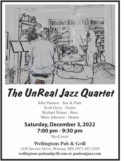 Flyer for The UnReal Jazz Quartet premiere performance.