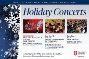 Flyer with images & information about St. Mary's holiday concerts.