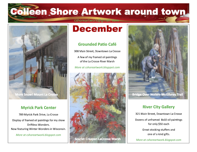 Colleen Shore artwork December flyer.