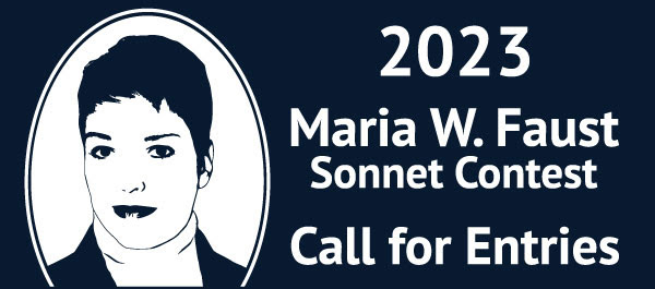 2023 Call for Entries graphic and logo for Maria W. Faust Sonnet Contest.