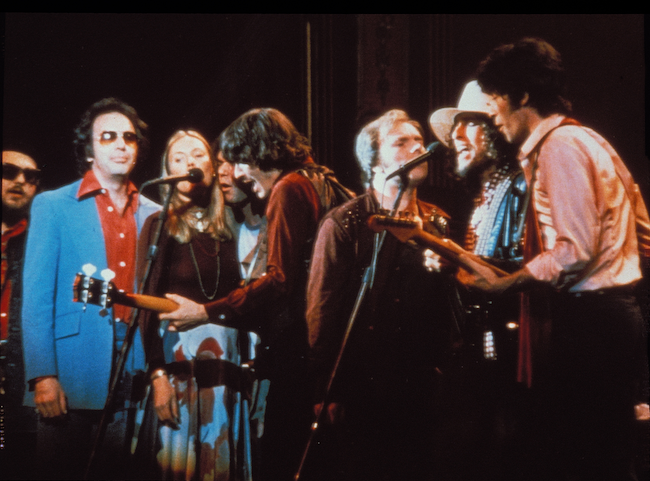 Photo of musicians performing from film The Last Waltz.