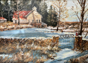 Winter landscape painting by Daryl B. Anderson.