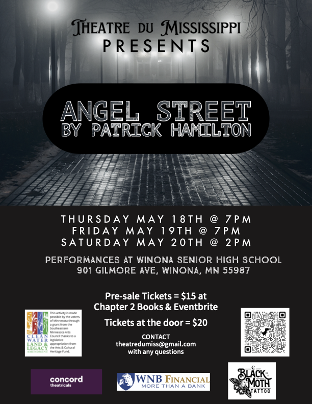 Poster for Theatre du Mississippi's presentation of Angel Street.
