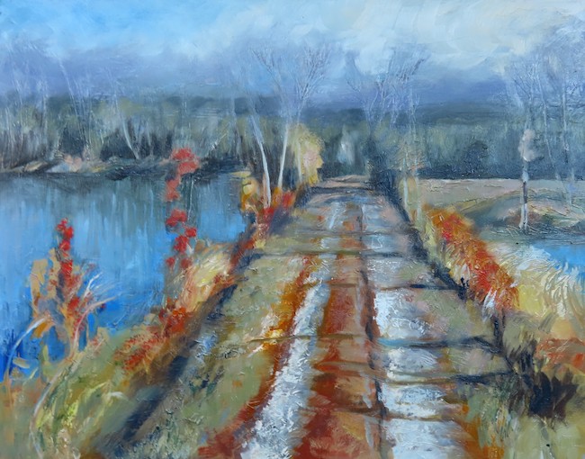 River Bottom Pathway, oil painting by Colleen Shore.