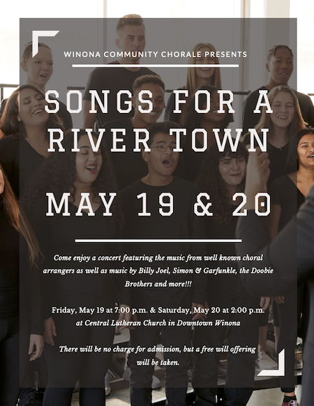 Flyer for Winona Community Choral concerts.