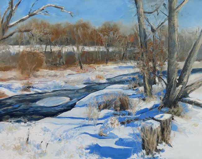 Winter Waters through the Refuge, oil painting by Colleen Shore.