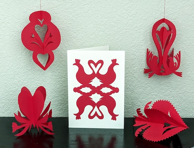 Photo of a Polish paper cut card and ornaments.