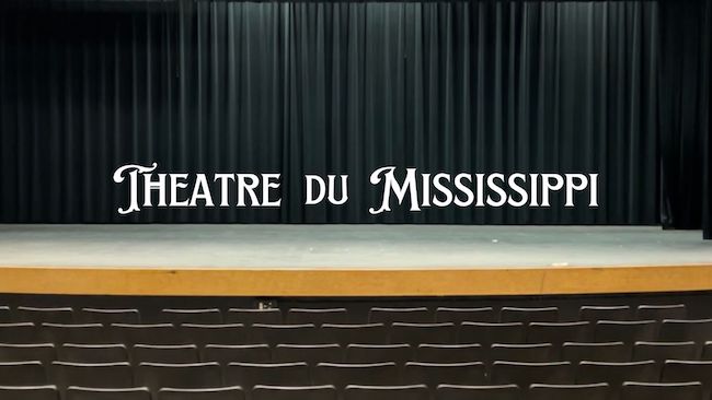 Theatre du Mississippi logo with image of a stage and theatre seats.