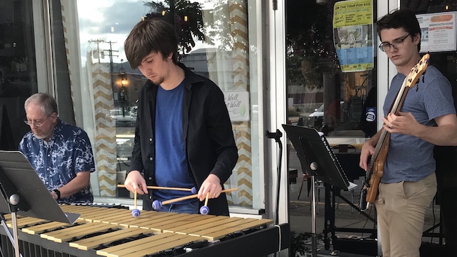 H3O Jazz Trio performing at Blooming Grounds Coffeehouse.