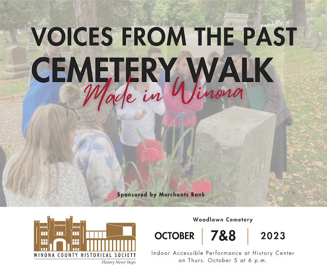 Voices From the Past Cemetery Walk graphic for social media posts.