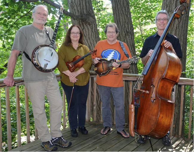 Photo of the band Opposable Thumbs with their instruments.