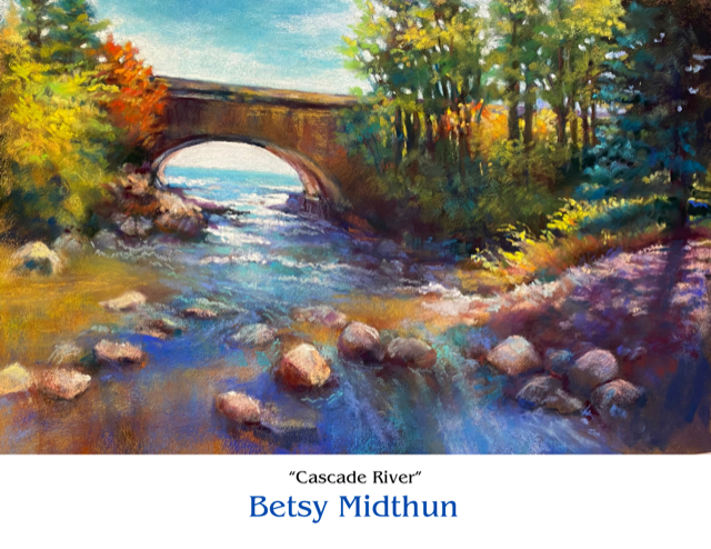 Pastel painting of the Cascade River by Betsy Midthun.