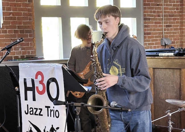 Tenor saxophonist Noah Stiegler from Caledonia, MN jams with H3O in October.