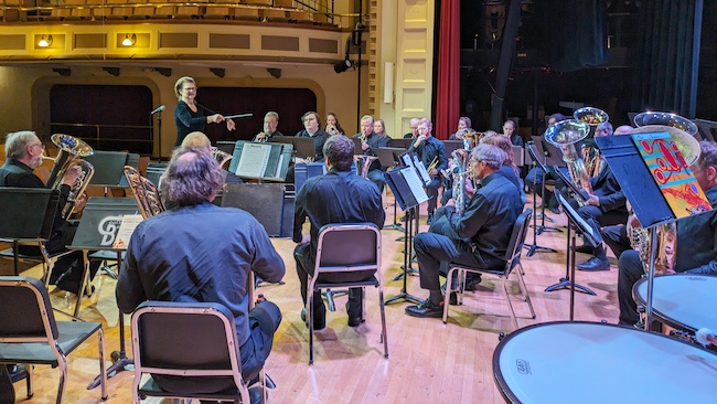 Photo of the Winona Brass Band performing.