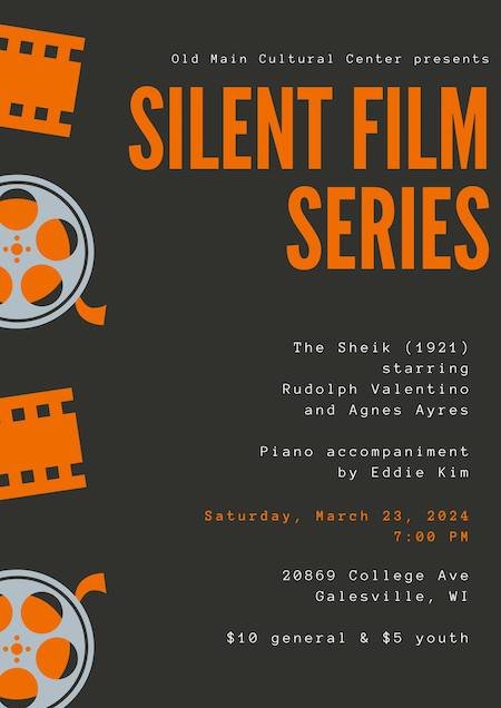 Poster for silent film The Sheik at Old Main.
