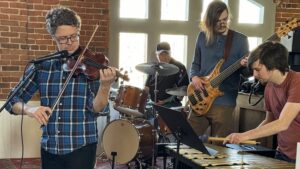 WSO Symphony Conductor, Dr. Erik Rohde, jams with H3O and guest drummer Steve Kulas at the February Jazz Jam.