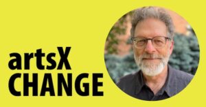 ArtsXchange logo with photo of James Armstrong.