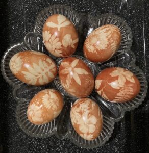 Photo of decorated English Flower Eggs.