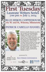 Poster for Laureate Writers Series reading featuring Patrick Cabello Hansel.