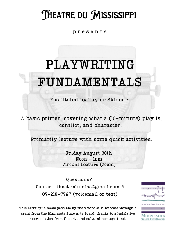 Flyer for Playwriting Fundamentals workshop.