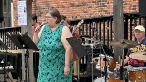 RAA Arts Administrator, Johanna Rupprecht, sings at a recent Jazz Jam.