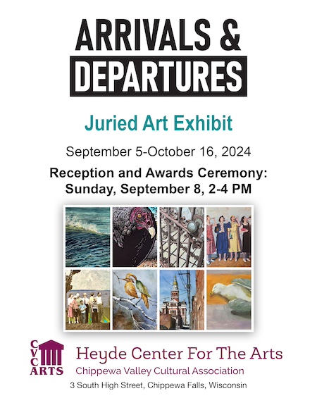 Flyer for Arrivals and Departures art show.