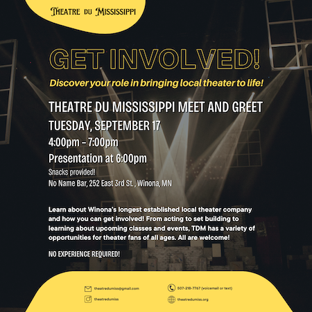 Graphic with information about Theatre du Mississippi Meet and Greet.