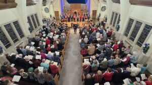 Photo of the audience joining in singing at the 2023 Messiah Sing-in at Central Lutheran Church.