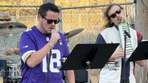 X-Factor finalist Tim Olstad jams with WSU student Adam Rodgers.