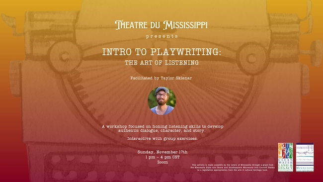 Graphic for Intro to Playwriting: The Art of Listening workshop.