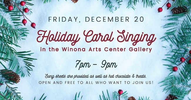 Graphic for WAC Holiday Carol Singing event.