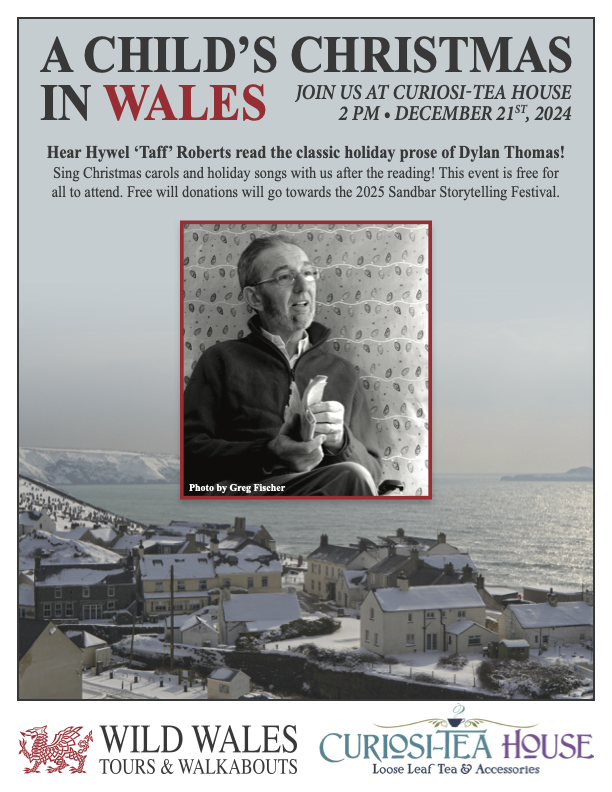 Flyer for reading of A Child's Christmas in Wales.