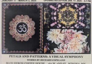 Postcard for Petals and Patterns: A Visual Symphony art show by Richard Copeland.