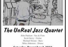 Flyer for The UnReal Jazz Quartet premiere performance.