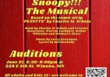 Flyer for Snoopy!!! The Musical auditions.