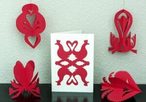 Photo of a Polish paper cut card and ornaments.