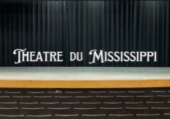 Theatre du Mississippi logo with image of a stage and theatre seats.