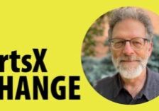 ArtsXchange logo with photo of James Armstrong.