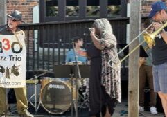 Jazz Jam regular John Carrier jams with Rochester musicians LaSonya Natividad and John Sievers.