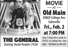 Ad for showing of the silent movie The General at Old Main.