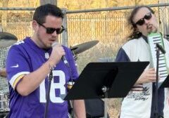 X-Factor finalist Tim Olstad jams with WSU student Adam Rodgers.