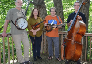 Photo of the band Opposable Thumbs with their instruments.